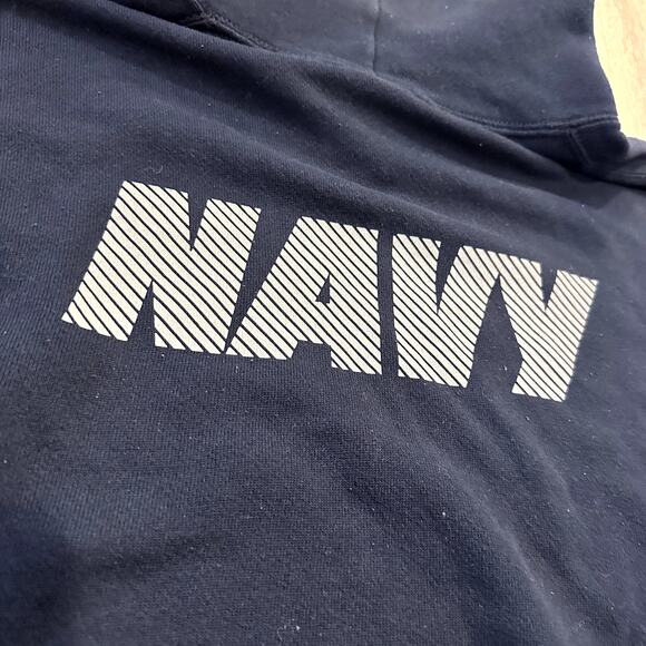 U.S Navy Gym Fitness Reflective Logo Front & Back Blue Pullover Hoodie Medium - Picture 7 of 7